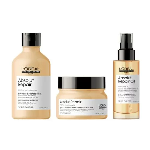 L´Oréal Paris Absolut Repair Professional Shampoo Set šampon 300 ml + maska za kosu 250 ml + ulje za kosu 90 ml za ženske