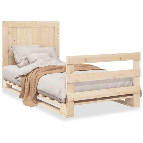 vidaXL Posteljni okvir z vzglavjem 100x200 cm trdna borovina Cene