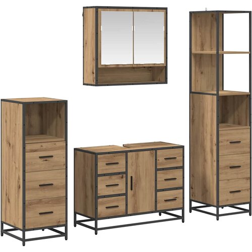 vidaXL Komplet pohištva za kopalnico s predalom 4 pcs artisan hrast, (5000092900) Cene