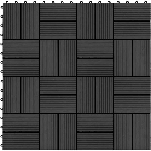 vidaXL Talne plošče 22 kosov 30x30 cm 2 m² WPC črne