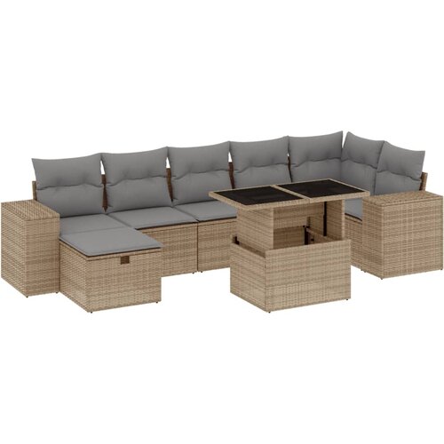 Maison Chic Seti vrtnega pohištva - Vrtna garnitura - Vrtni pohištvo set 8-delna z blazinami bež poli ratan, (21799727) Cene