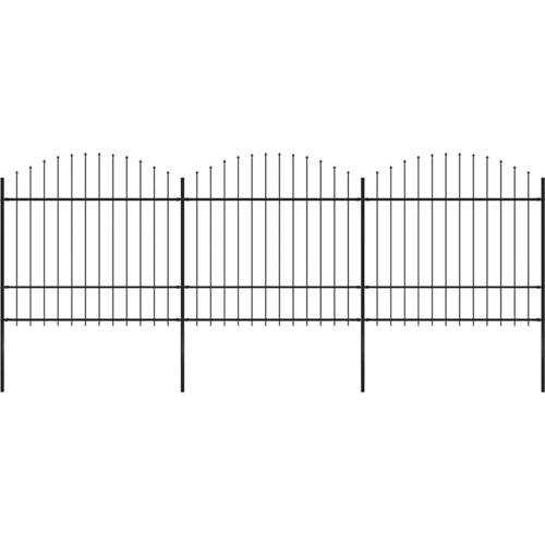 Vrtna ograda s vrhom koplja Čelik 537x175 cm Crna Cene