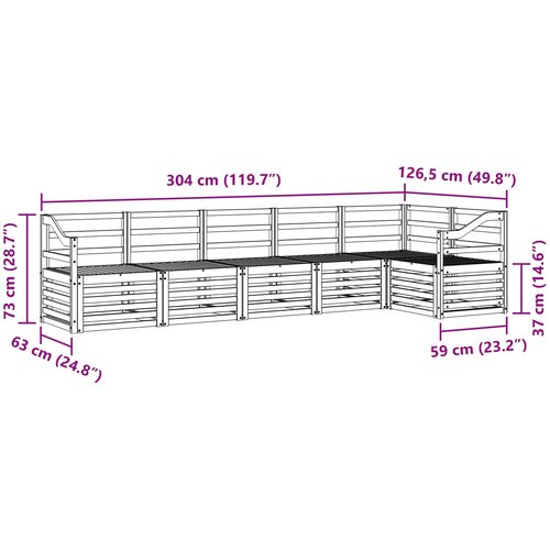  Set vanjskih sofa 6 kom. Prirodna Poliester Bijela 304 x 126,5 x 73 cm Slike