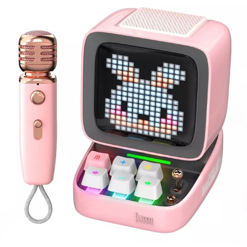 Divoom Ditoo-Mic Mini Karaoke Machine Pixel Art Bluetooth Speaker PINK Cene