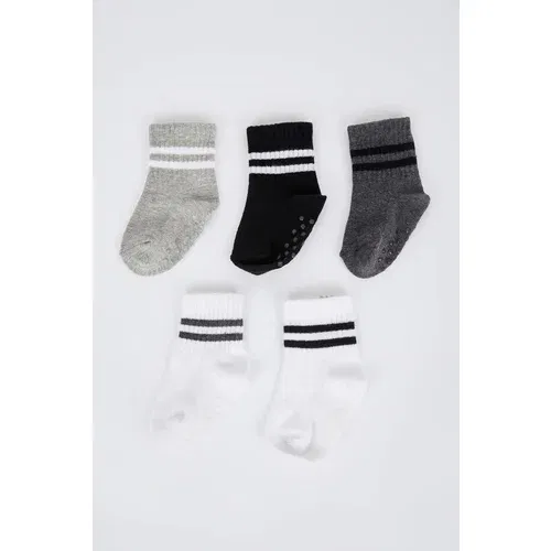 Defacto 5 Pack Long Socks For Baby Boys With Non-Slip Soles