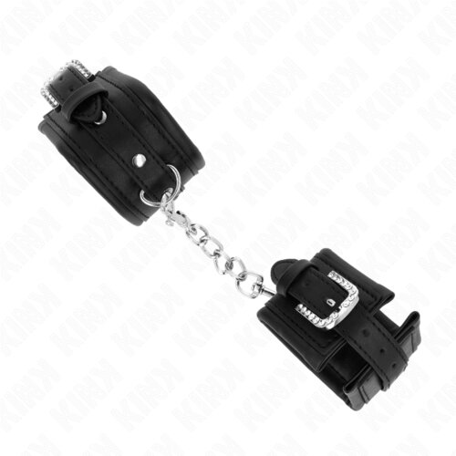 Kink Okovi Za Zapestje Rhinestone Buckle Black Slike