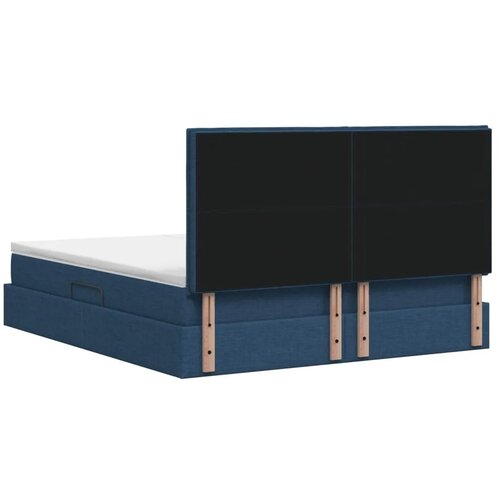  Krevet s od storage s uzglavljem Plava 200 x 200 cm Tkanina - Plava 200 x 200 cm Dizajn linija Slike