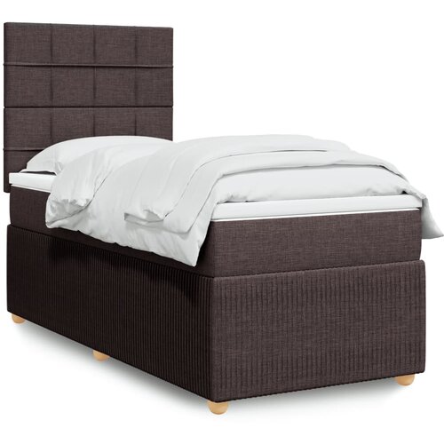 vidaXL Box spring postelja z vzmetnico temno rjava 90x200 cm blago Cene