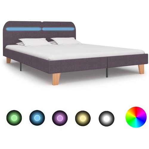  Posteljni okvir z LED osvetlitvijo taupe blago 160x200 cm Slike
