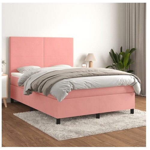  Box spring postelja z vzmetnico roza 140x200 cm žamet Cene
