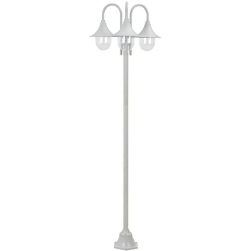 vidaXL vrtna trostruka stupna svjetiljka od aluminija E27 220 cm bijela Cijene