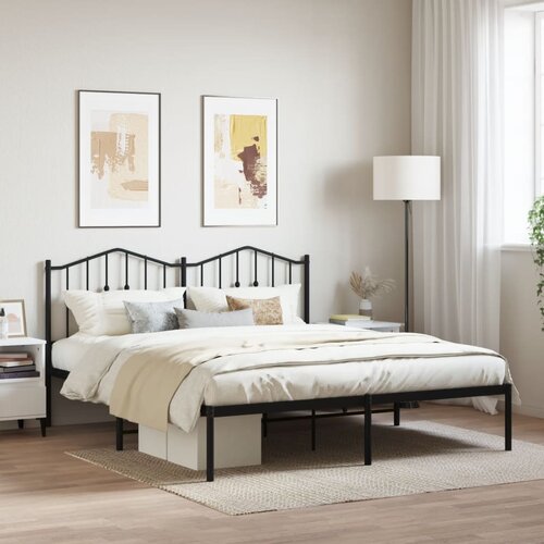 VidaXL Metalni okvir za krevet s uzglavljem crni 160x200 cm Slike