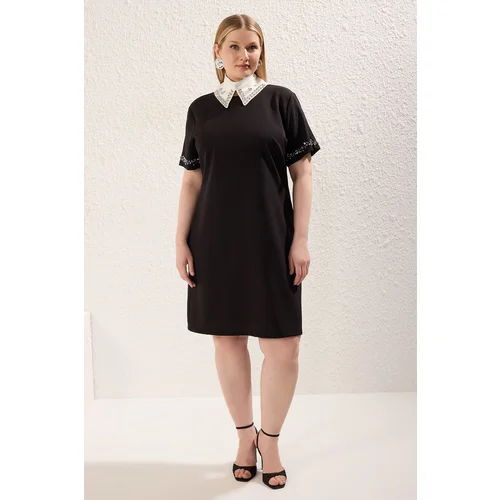 Trendyol Curve Black Finike Woven Plus Size Dress