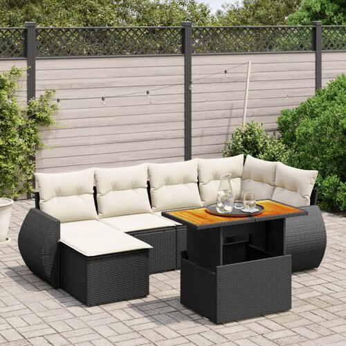 vidaXL 6-dijelni set vrtnih sofa s jastucima crni od poliratana Cijene