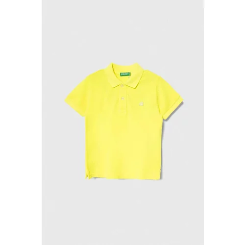 United Colors Of Benetton Otroški bombažen polo rumena barva