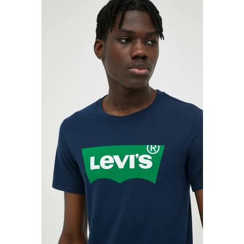 Levi's Bombažna kratka majica mornarsko modra barva