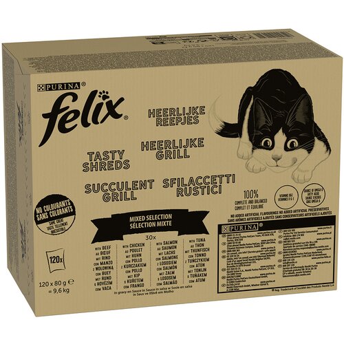 Felix Jumbo pakiranje "Tasty Shreds" vrečke 120 x 80 g - Mešani izbor v omaki Cene
