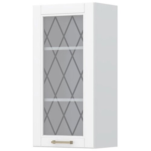 Jela VISOKI VISEI ELEMENT ZA KUHINJO TARA S STEKLENIMI VRATCI V9-45-1KS -Bela mat lak Slike