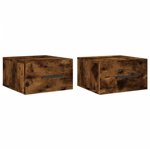  Zidni noćni ormarići 2 kom dimljenog hrasta 35x35x20 cm Slike