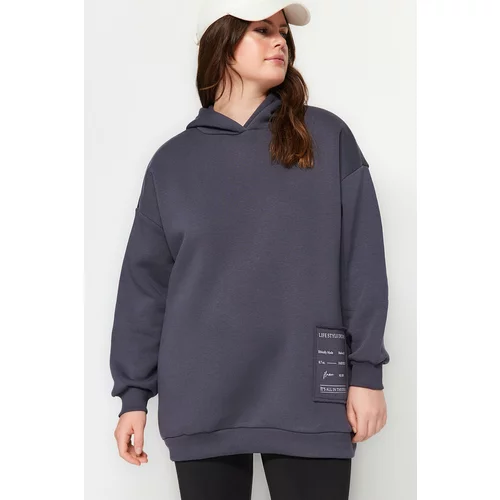 Trendyol Curve Anthracite Thick Fleece Oversize Knitted Sweatshirt