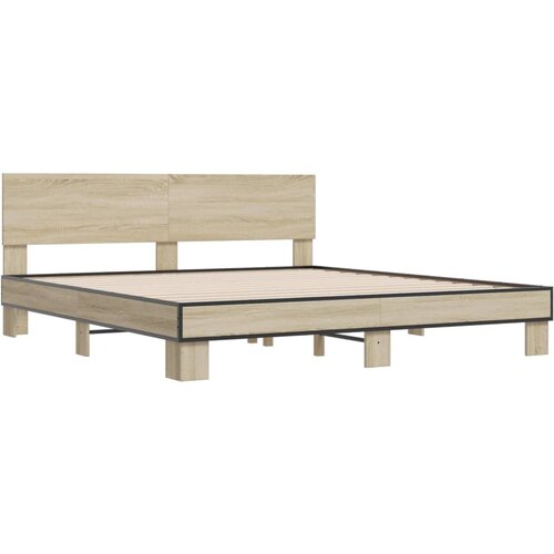 VidaXL Posteljni okvir sonoma hrast 180x200 cm inž. les in kovina, (21152105) Slike