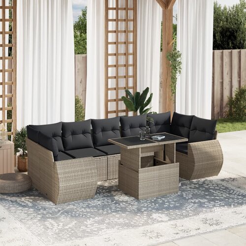 vidaXL 8-dijelni set vrtnih sofa od poliratana s jastucima svjetlosivi Cijene