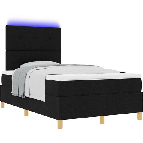vidaXL postelja s škatlo in vzmetnico & LED črna 120x190 cm tkanina Cene