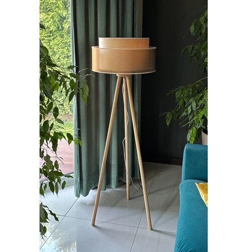  duolla - podna lampa wood boho 1xE27/15W/230V prečnik 45 cm bakarna/braon/bež Slike