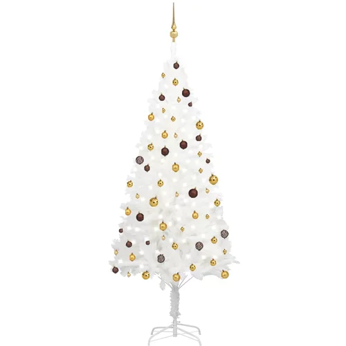 In umjetno božićno drvce s led svjetlima i kuglicama bijelo 240 cm
