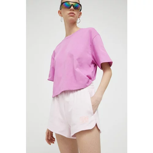 Ugg Pamučne kratke hlače boja: ružičasta, glatki materijal, visoki struk