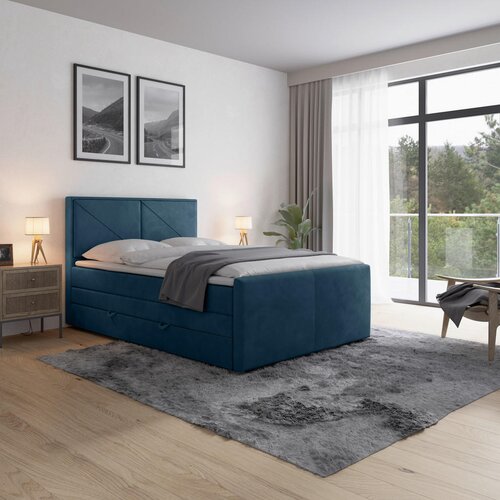 Livetastic BOXSPRING POSTELJA 120 cm x 200 cm , les, kovina, umetna masa, tekstil modra Cene