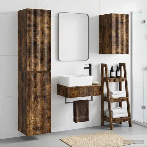  Set namje&scaron;taja za kupaonicu 3 kom. Dimljeni hrast Smeđa 33 x 34.5 x 160 cm Cijene