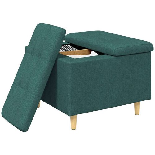  Otoman za pohranu Tamnozelena 60 x 60 x 45 cm tkanina - Tamnozelena 60 cm tkanina Slike