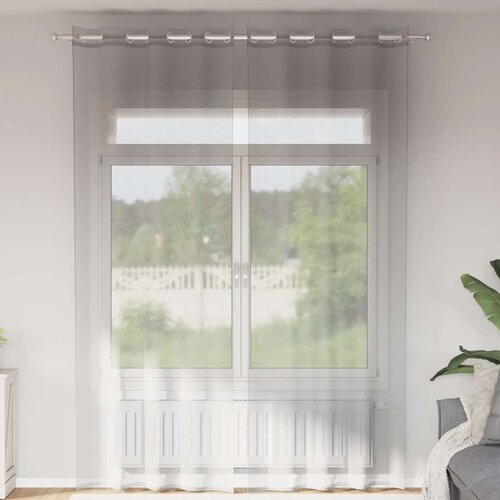VidaXL Voile zavjese s u&amp;scaron;icama 2 kom svijetlosive 140x300 cm Slike