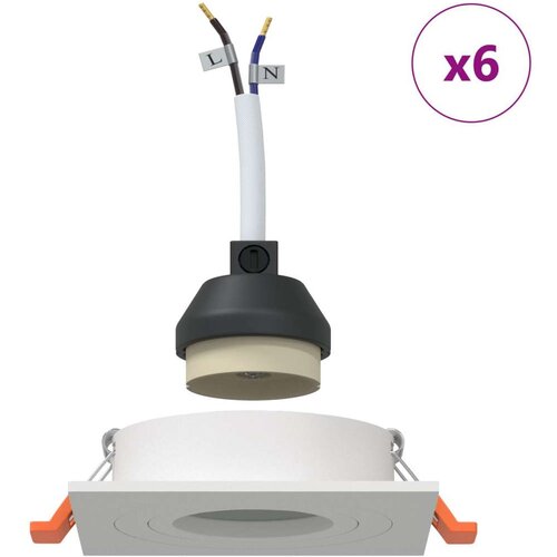 VidaXL Vgrajeni reflektorji 6 kosov Kvadrat GU10 Bela 91x91 mm Slike