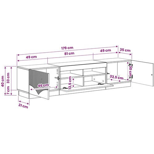  LED TV kabinet HOORN 3 kom. Hrast artisan Konstruirano drvo Siva 81 x 35 x 40 cm Slike