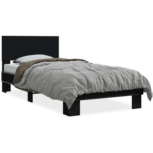 VidaXL Okvir za krevet crni 75 x 190 cm od konstruiranog drvo i metal Slike