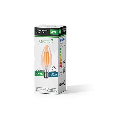  LED SIJALICA DIMABILNA E14/C35 4W 2700K AC220V AMBER GREEN TECH Cene