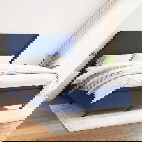  Box spring postelja z vzmetnico modra 140x200 cm blago, (20896578) Slike