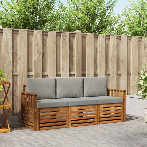  Setovi sofa 3 pcs Prirodna i svijetlo siva Čvrsto drvo akacije Cijene