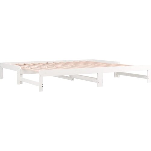  Dnevni ležaj na izvlačenje bijeli 2x(90x190)cm masivna borovina Slike