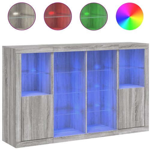 Maison Chic Komoda - Predalnik z LED lučkami 3 kosi siva sonoma inženirski les, (21719003) Cene