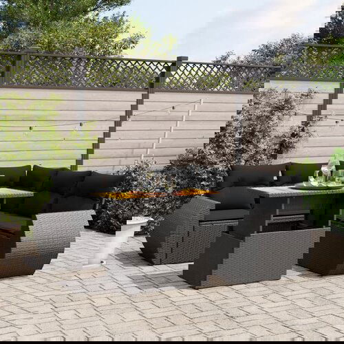 VidaXL 6-dijelni set vrtnih sofa s jastucima crni od poliratana Slike