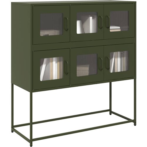VidaXL Komoda olivno zelena 100,5x39x107 cm hladno valjano jeklo Slike