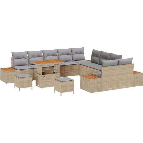 vidaXL Vrtna sedežna garnitura 13 pcs Bež poli ratan, (5000142771) Cene