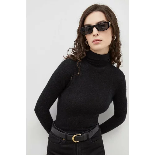 American Vintage Vuneni pulover za žene, boja: crna, lagani, s dolčevitom