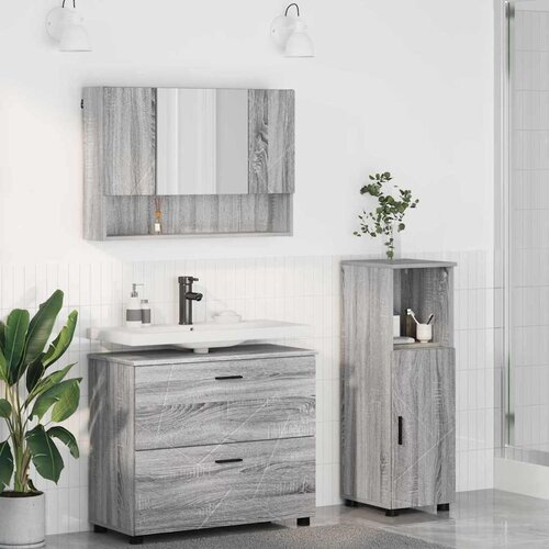 vidaXL Set namještaja za kupaonicu s ladicama 3 pcs Sivi hrast sonoma Cene
