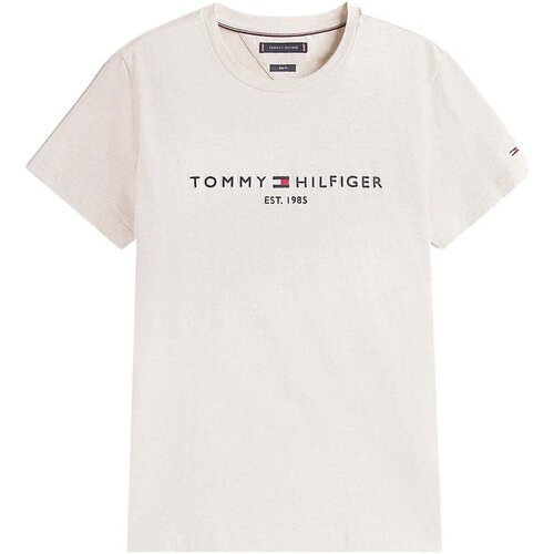 Tommy Hilfiger Slim Logo Embroidery T-Shirt Heathered Oatmilk Bež Slike