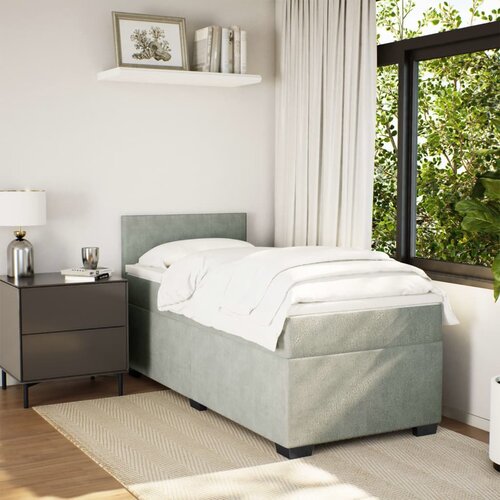 Box spring krevet s madracem svjetlosivi 100x200 cm bar&amp;scaron;unasti Slike