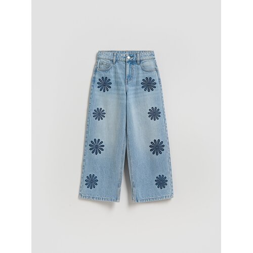 Reserved Wide leg traperice s vezom - plava Cene